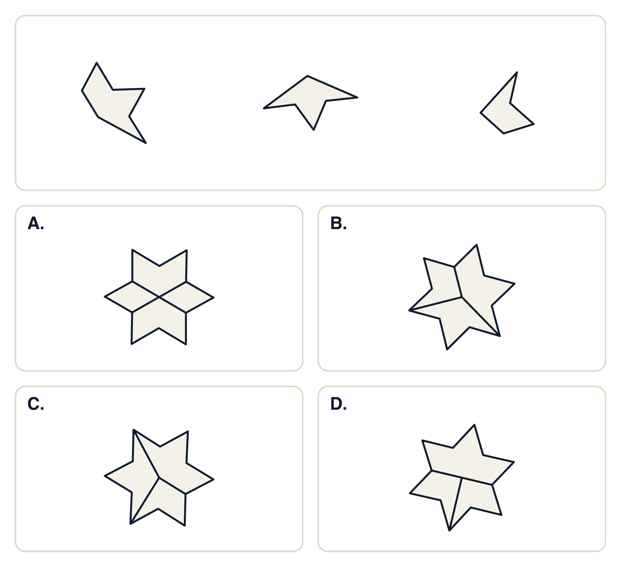 Assembling Objects figure with one problem panel and four answer options