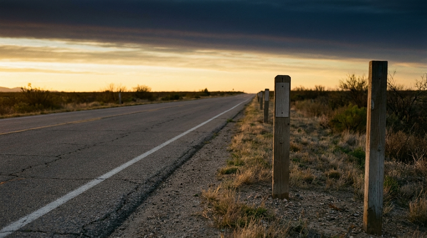 Long straight road stretching toward the sunrise